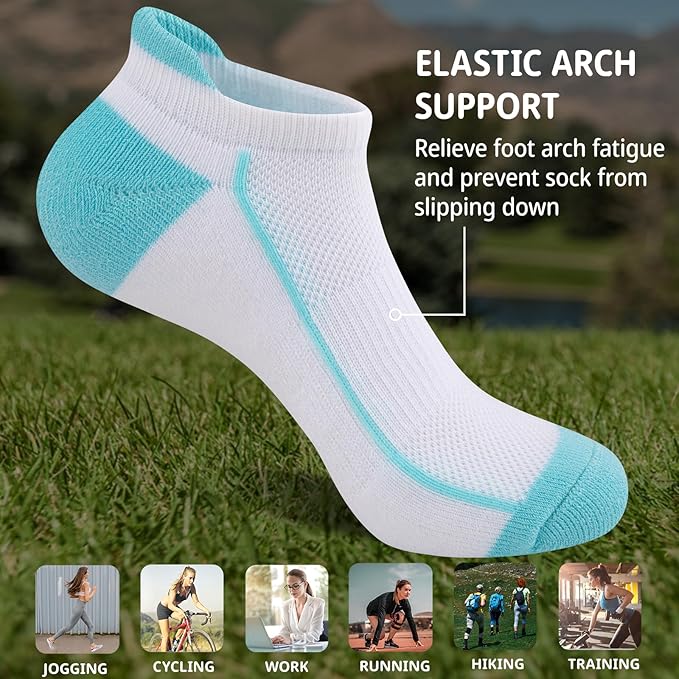 Heatuff Womens Low Cut Ankle Athletic Socks Cushioned Running Performance Breathable Tab Sock (6 Pairs)