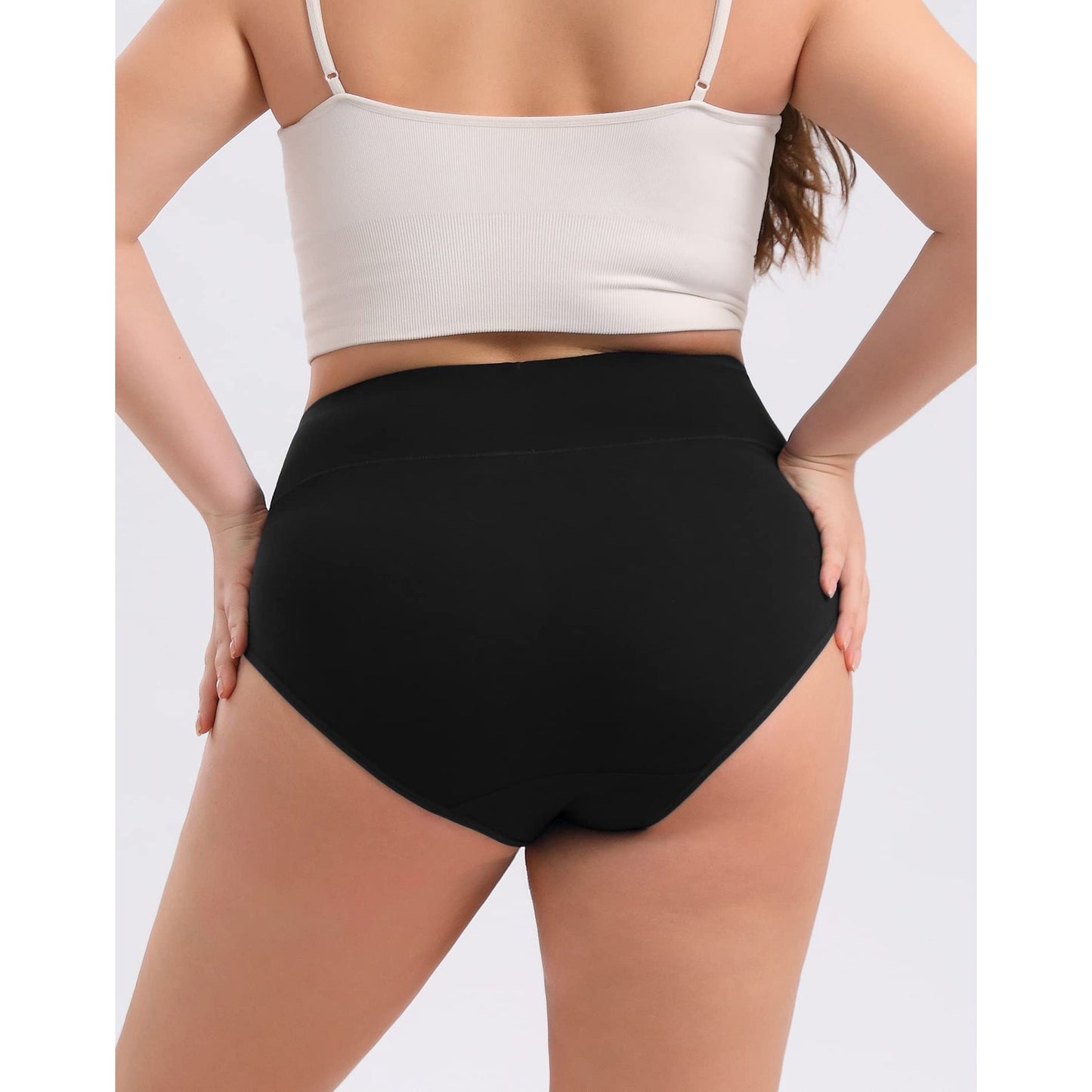 TieaTize 5 Pack Underwear for Women, High Waisted Cotton Underwear, Tummy Control Seamless Underwear, Soft Breathable Stretch Briefs Ladies Panties (Regular & Plus Size)