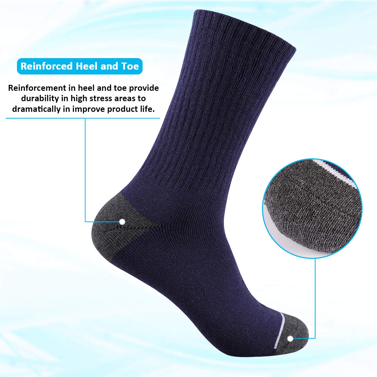 12 Pairs Men's Cotton Performance Athletic Crew Extra Heavy Cushion Socks