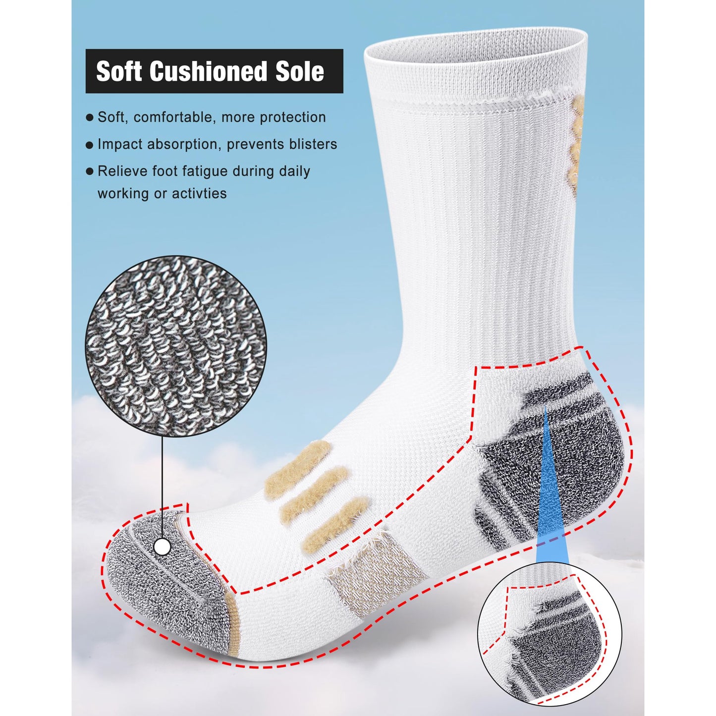 8 Pairs Women Crew Athletic Socks, Running Hiking Sports Socks Cotton Breathable Soft Stretchy Wicking Odor Resist Sock with Cushioned Support