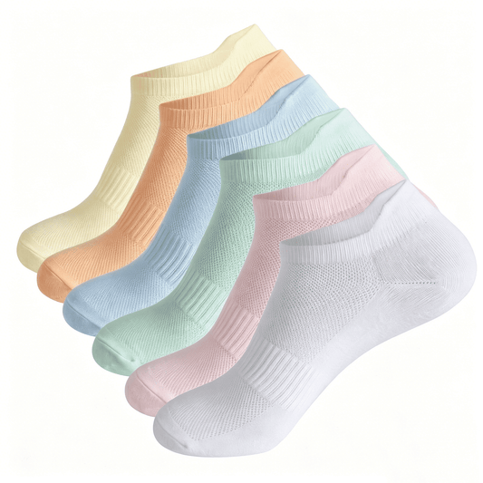 TieaTize 6 Pairs Socks for Women, Ankle Running Socks Cotton Breathable Soft Thin Stretchy, Anti-blister Thick Cushioned Wicking Odor Resist Athletic Sports Low Cut Socks with Tab