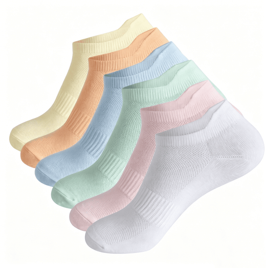 Heatuff 6 Pairs Socks for Women, Ankle Running Socks Cotton Breathable Soft Thin Stretchy, Anti-blister Thick Cushioned Wicking Odor Resist Athletic Sports Low Cut Socks with Tab