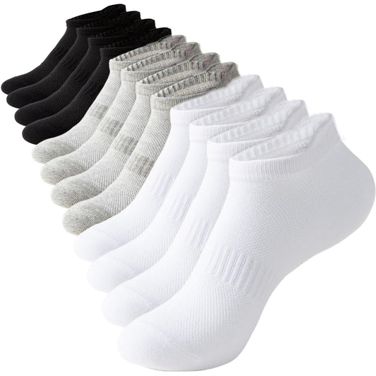 Heatuff 6 Pairs Socks for Men, Ankle Running Socks Breathable Stretchy, Anti-blister Thick Cushioned Wicking Odor Resist Athletic Sports Socks