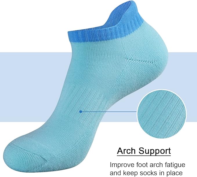 Heatuff Womens Low Cut Ankle Athletic Socks Cushioned Running Performance Breathable Tab Sock 6 Pack