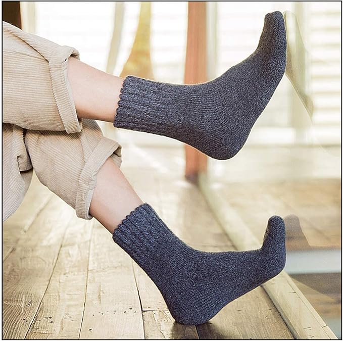 Heatuff Men's Winter Wool Socks Thermal Warm Soft Crew Socks （5 Pairs）