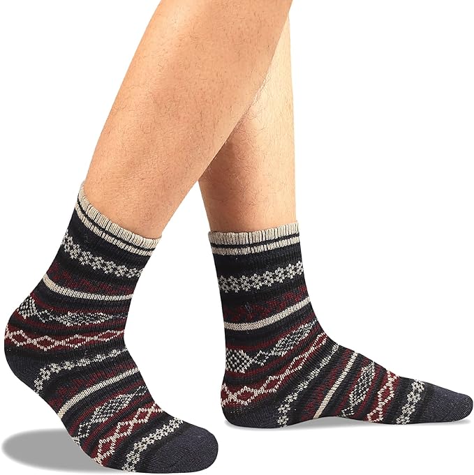 Heatuff Men's Winter Wool Socks Thermal Warm Soft Crew Socks （5 Pairs）