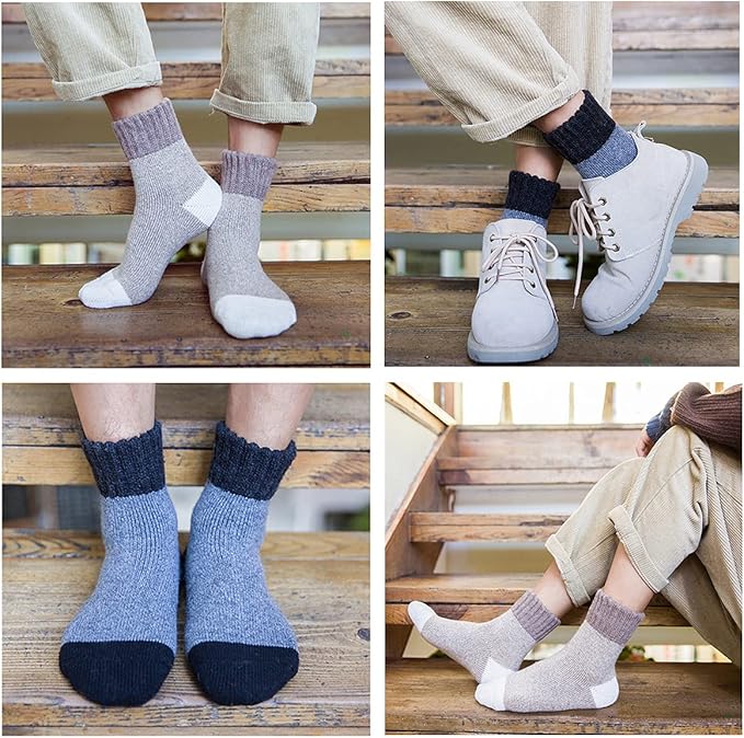 Heatuff Men's Winter Wool Socks Thermal Warm Soft Crew Socks （5 Pairs）