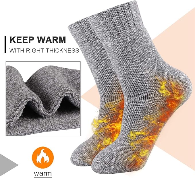 Heatuff Men's Winter Wool Socks Thermal Warm Soft Crew Socks （5 Pairs）
