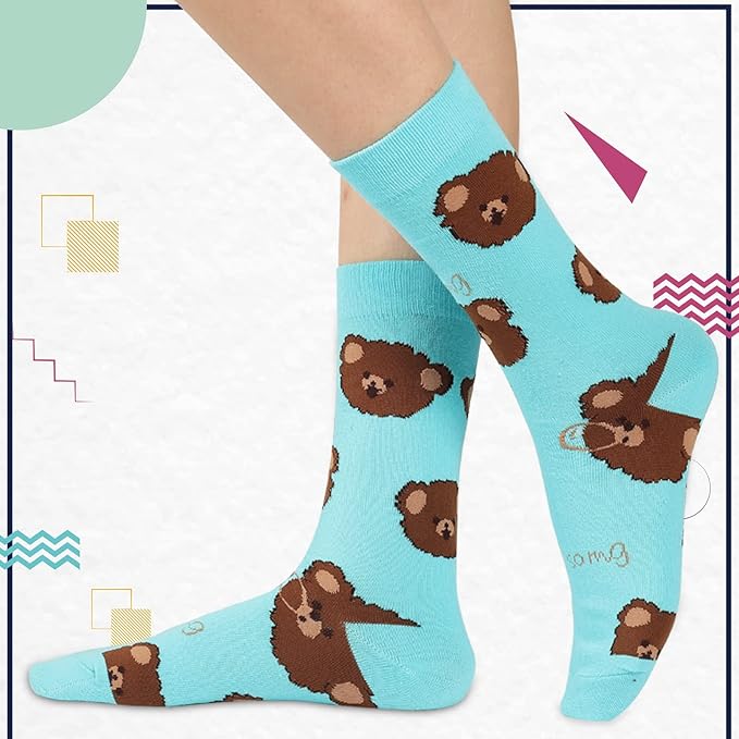Heatuff Women's 5 Pack Cotton Funny Crew Socks Fun Cozy Cute Novetly Causal Patterned Socks for Women Gifts