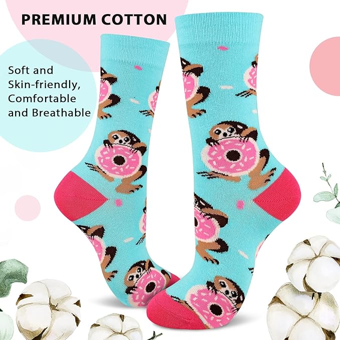 Heatuff Women's 5 Pack Cotton Funny Crew Socks Fun Cozy Cute Novetly Causal Patterned Socks for Women Gifts
