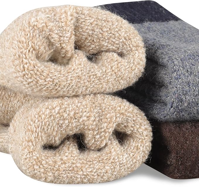Heatuff Men's Winter Wool Socks Thermal Warm Soft Crew Socks （5 Pairs）