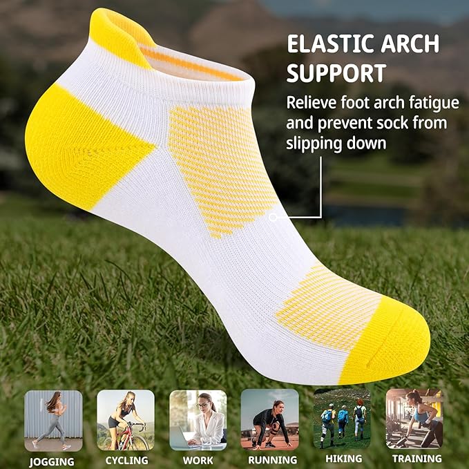 Heatuff Womens Low Cut Ankle Athletic Socks Cushioned Running Performance Breathable Tab Sock (6 Pairs)