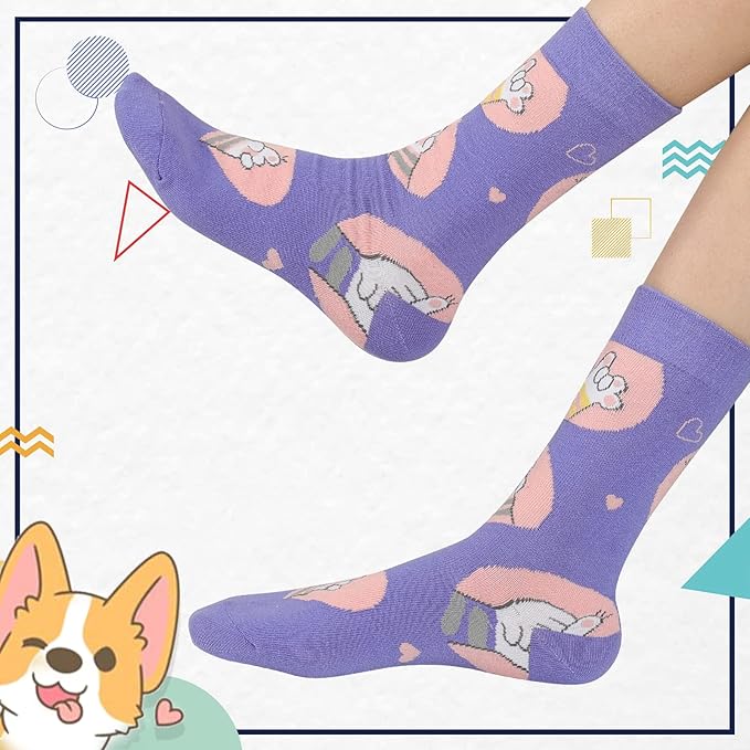 Heatuff Women's 5 Pack Cotton Funny Crew Socks Fun Cozy Cute Novetly Causal Patterned Socks for Women Gifts