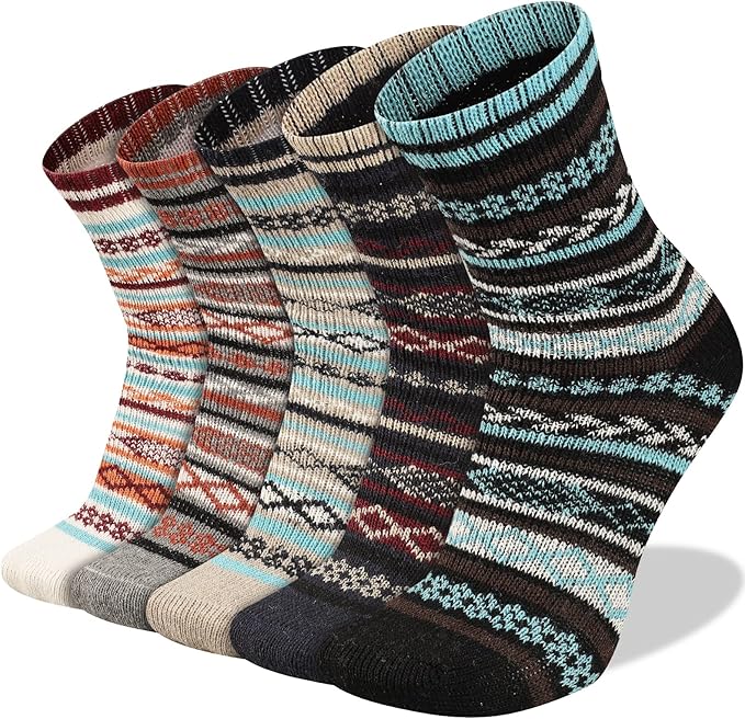 Heatuff Men's Winter Wool Socks Thermal Warm Soft Crew Socks （5 Pairs）