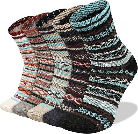 Heatuff Men's Winter Wool Socks Thermal Warm Soft Crew Socks （5 Pairs）