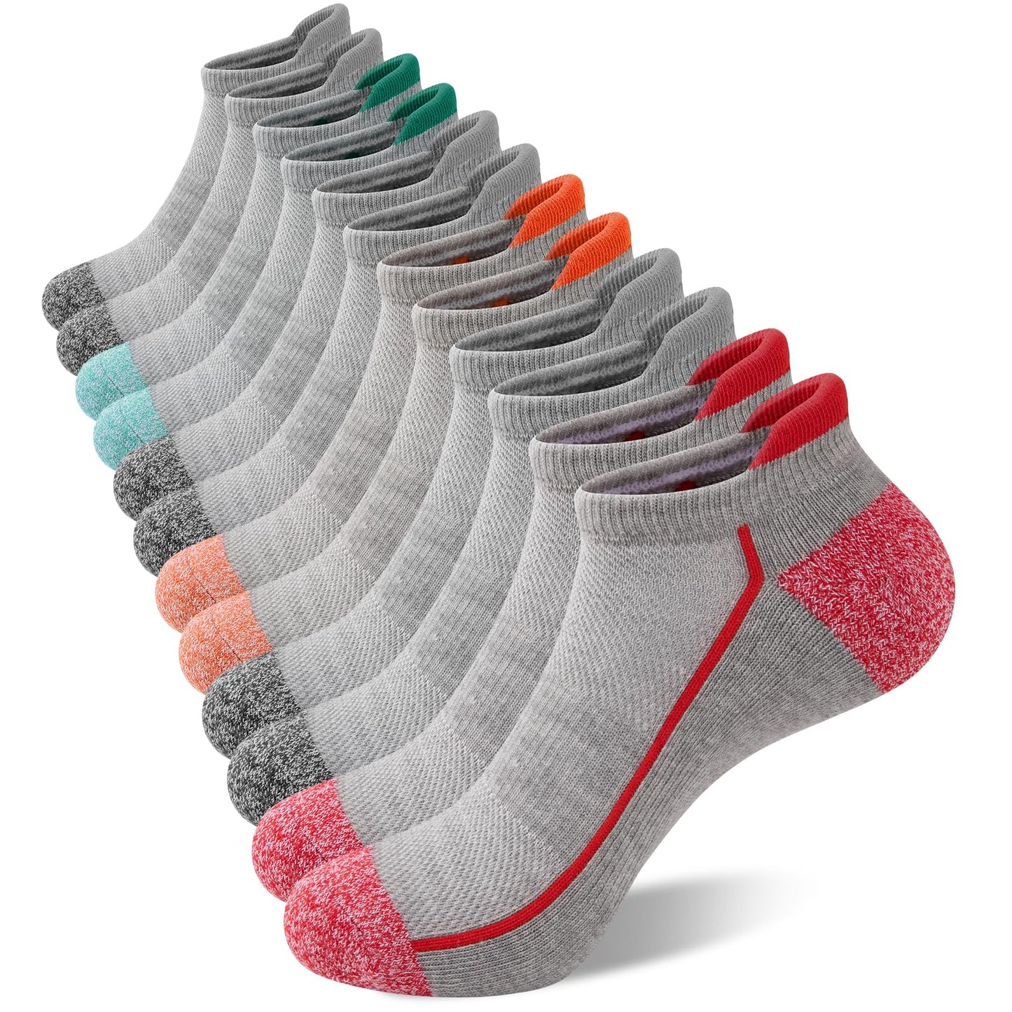 Heatuff Womens Low Cut Ankle Athletic Socks Cushioned Running Performance Breathable Tab Sock (6 Pairs)