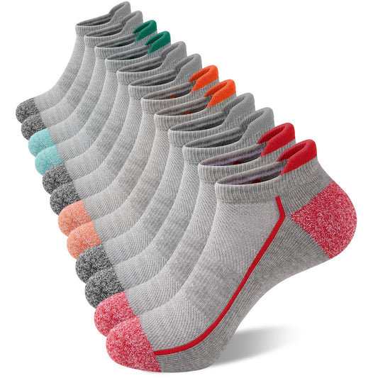 Heatuff Womens Low Cut Ankle Athletic Socks Cushioned Running Performance Breathable Tab Sock (6 Pairs)