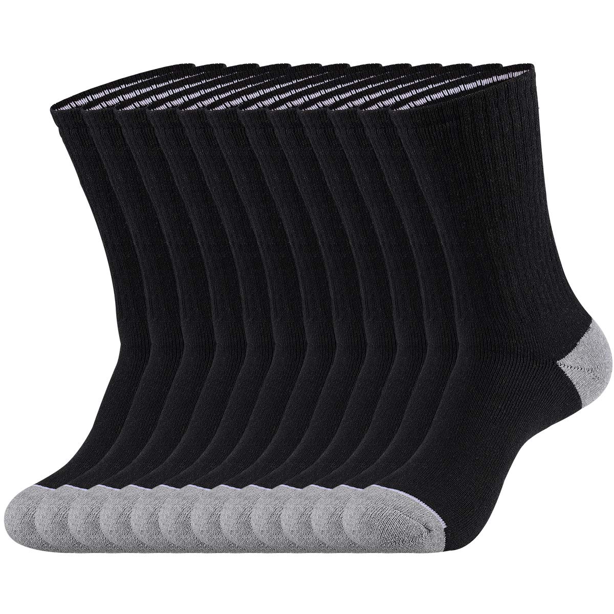 12 Pairs Men's Cotton Performance Athletic Crew Extra Heavy Cushion Socks