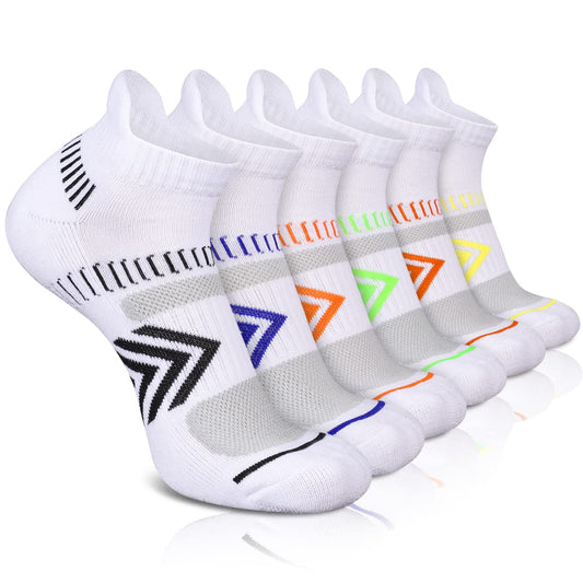 Heatuff 6 Pairs Mens Athletic Ankle Socks Low Cut Running Cushioned Performance Breathable Socks