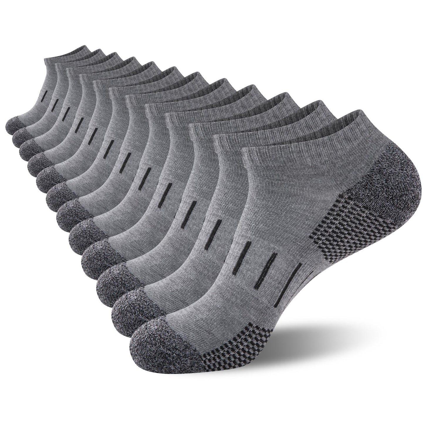 Heatuff Mens Athletic Ankle Socks Moisture Wicking Cushion Running Low Cut Sock 6 Pack