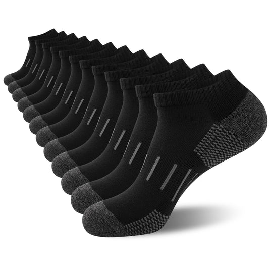 Heatuff Mens Athletic Ankle Socks Moisture Wicking Cushion Running Low Cut Sock 6 Pack