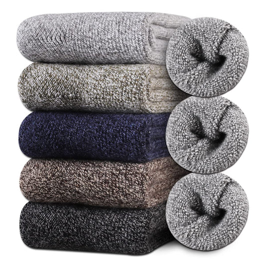 Heatuff Men's Winter Wool Socks Thermal Warm Soft Crew Socks （5 Pairs）