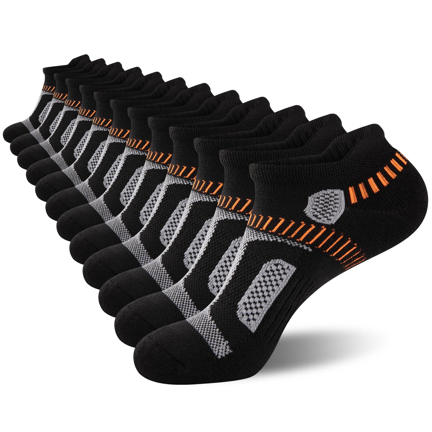 Heatuff Mens Athletic Ankle Socks Moisture Wicking Cushion Running Low Cut Sock 6 Pack