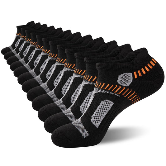 Heatuff Mens Athletic Ankle Socks Moisture Wicking Cushion Running Low Cut Sock 6 Pack