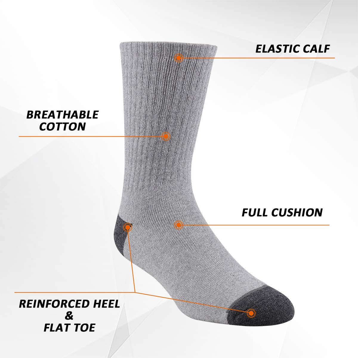 12 Pairs Men's Cotton Performance Athletic Crew Extra Heavy Cushion Socks