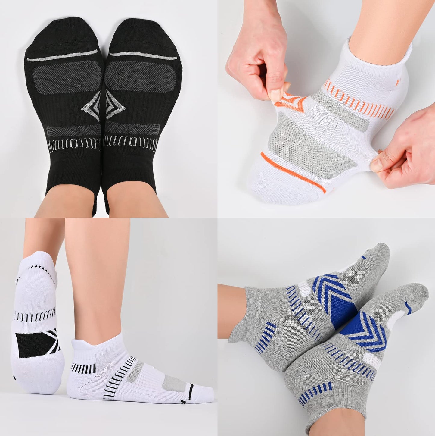 Heatuff 6 Pairs Mens Athletic Ankle Socks Low Cut Running Cushioned Performance Breathable Socks