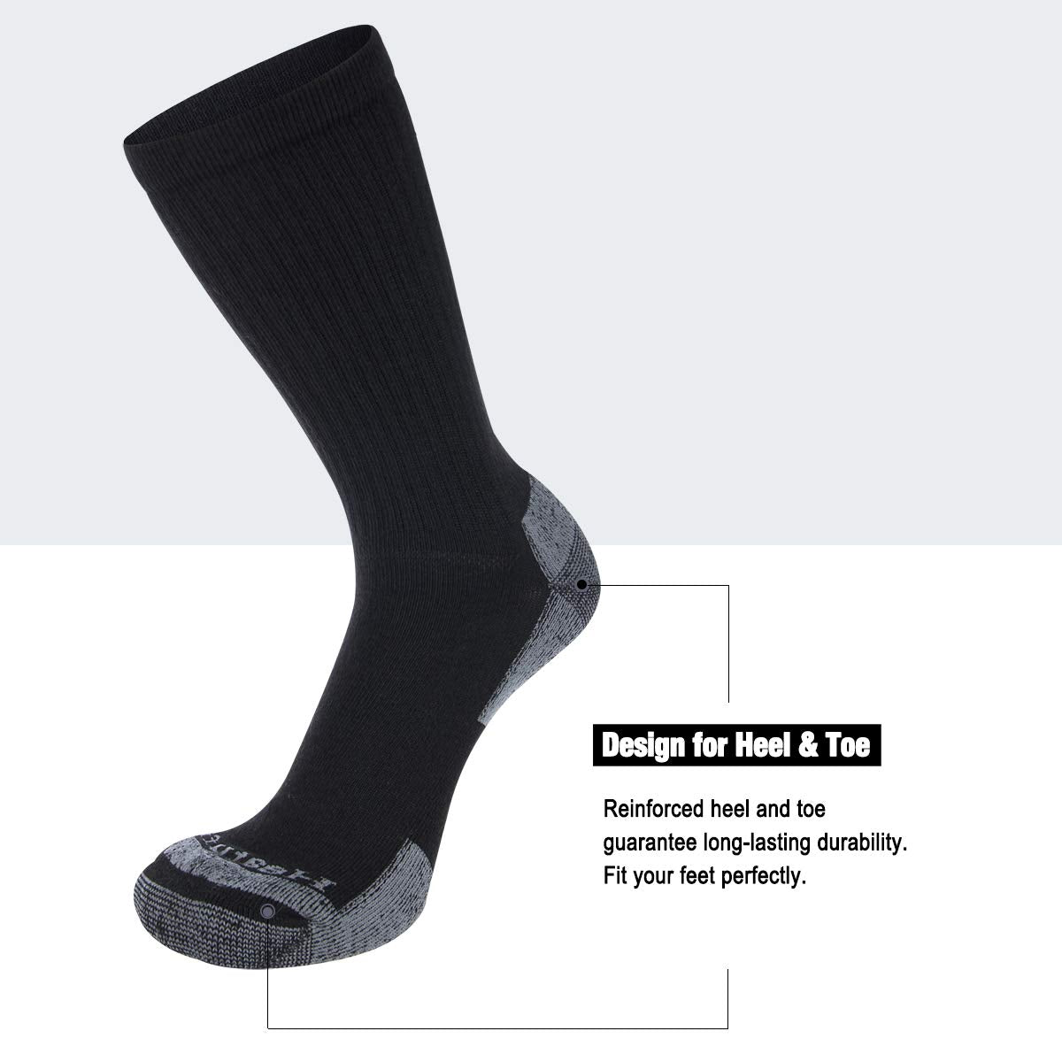 Heatuff Mens 6 Pack Crew Athletic Work Socks With Cushion, Reinforced Heel & Toe For All Seasons, A - Black 2, white 2 and Grey 2, Shoe Size 6-12 / Sock Size 10-13
