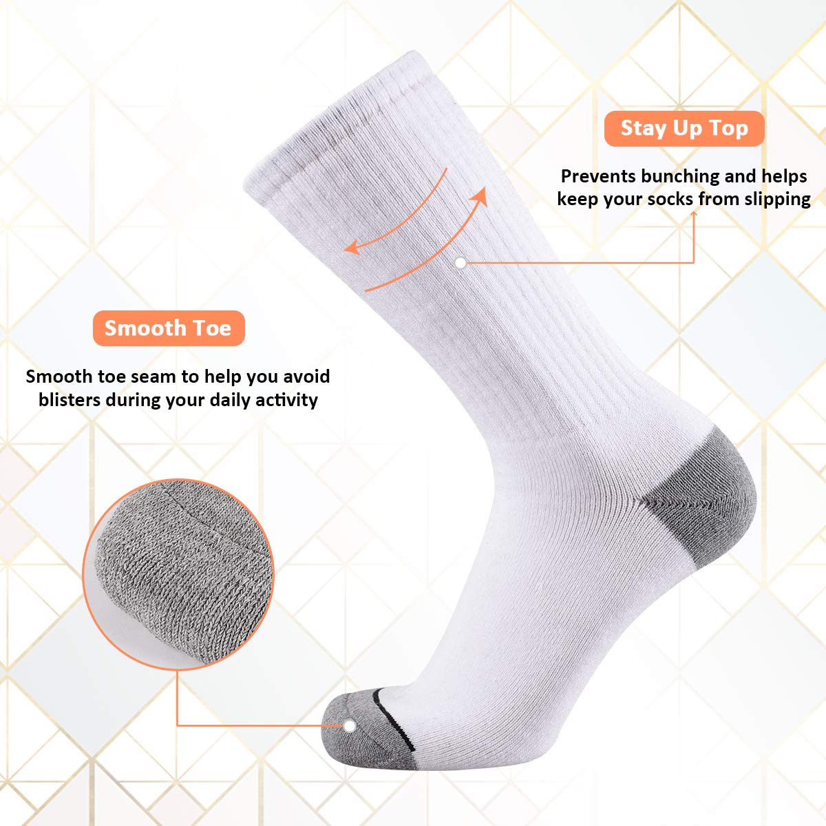 12 Pairs Men's Cotton Performance Athletic Crew Extra Heavy Cushion Socks